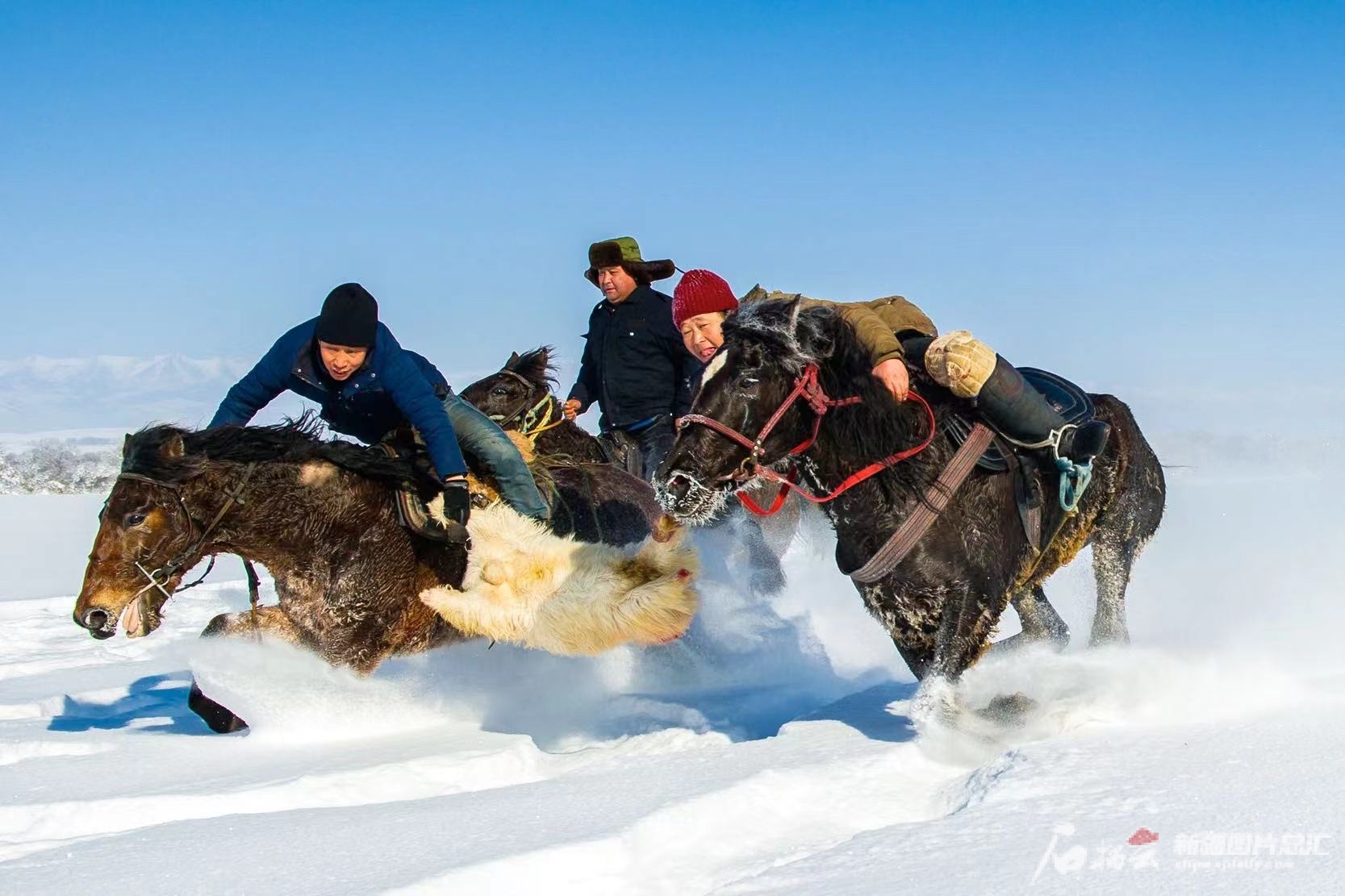 伊犁哈薩克自治州將冰雪休閑旅游與刁羊、賽馬等民俗活動(dòng)相集合，打造民俗冰雪休閑游。秦杰攝